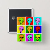 多面性ポップ・アートの 缶バッジ (正面&裏面)