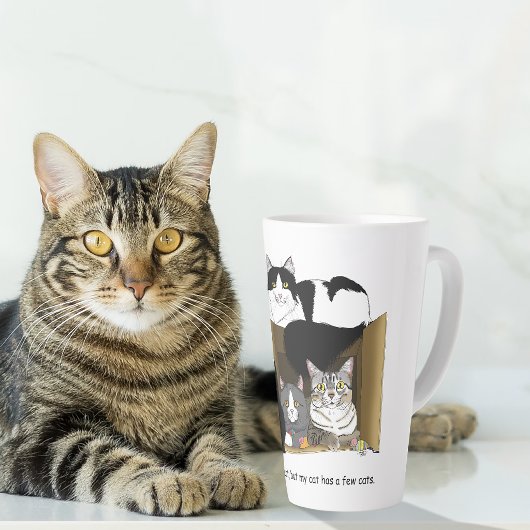 多頭飼いの猫の家のグリーン面白グッズ カフェラテマグ