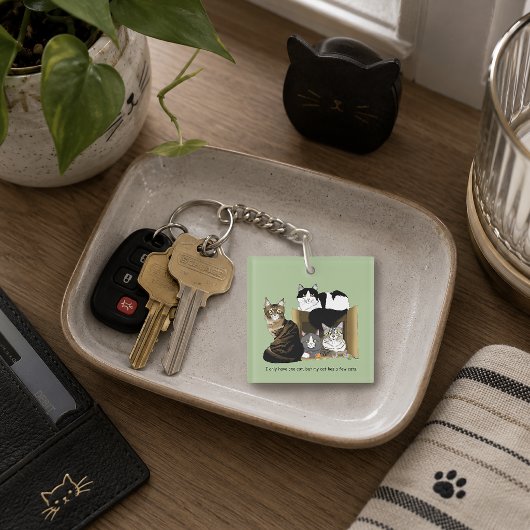 多頭飼いの猫家のためのグリーンな面白いロゴデザイン キーホルダー