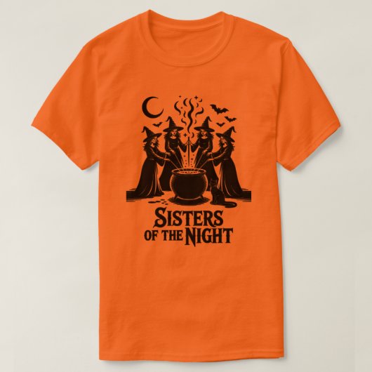 夜おもしろいの魔女の姉妹 Tシャツ (デザイン正面)