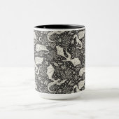 夜お洒落のドラゴン – 黒のクリーム マグカップ (中央)