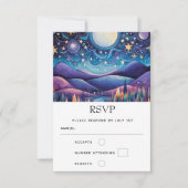 夜お洒落の大月の風景結婚ズ 出欠カード (正面)