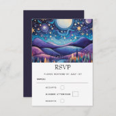 夜お洒落の大月の風景結婚ズ 出欠カード (正面/裏面)