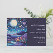 夜お洒落の大月の風景結婚ズ 招待状 (スタンド正面)