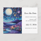 夜お洒落の大月の風景結婚ズ 案内ポストカード (正面)