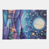 夜お洒落の大月の風景 キッチンタオル (横)