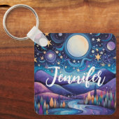 夜お洒落の大月の風景 キーホルダー (正面)