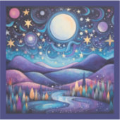 夜お洒落の大月の風景 シール (正面)