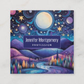 夜お洒落の大月の風景 スクエア名刺 (正面)