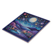 夜お洒落の大月の風景 タイル (側面)