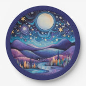 夜お洒落の大月の風景 ペーパープレート (正面)