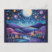 夜お洒落の大月の風景 ポストカード (正面)