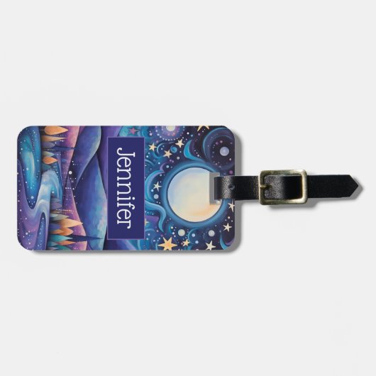 夜お洒落の大月の風景 ラゲッジタグ (正面横)