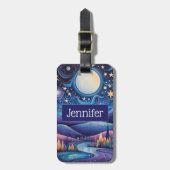 夜お洒落の大月の風景 ラゲッジタグ (正面縦)