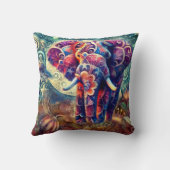 夜お洒落の象ブルーパープルスターズムーン クッション (裏面)