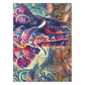 夜お洒落の象ブルーパープルスターズムーン テーブルクロス (正面)