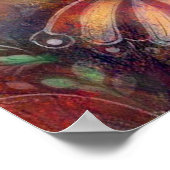 夜お洒落の象ブルーパープルスターズムーン ポスター (角)