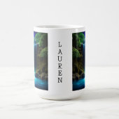 夜かわいらし神秘の滝パーソナライズされた コーヒーマグカップ (中央)