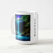 夜かわいらし神秘の滝パーソナライズされた コーヒーマグカップ (正面左)