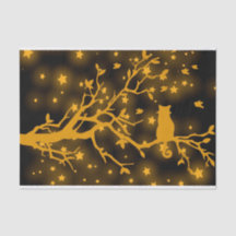 夜が静まる猫を木の枝に