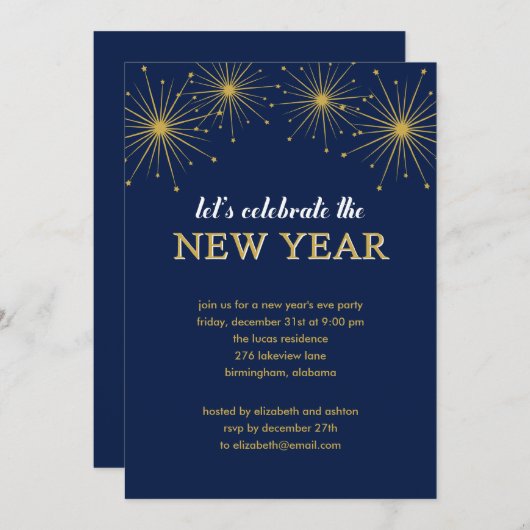 夜きらめくの大みそかパーティの招待状 招待状 (正面/裏面)