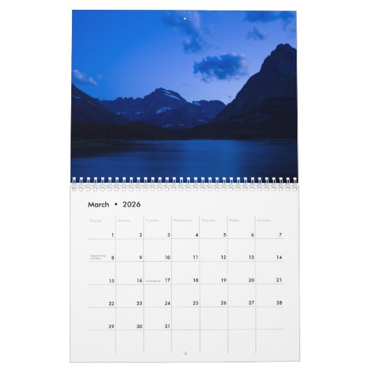 夜たそがれのカレンダーの端 カレンダー (3月 2026)