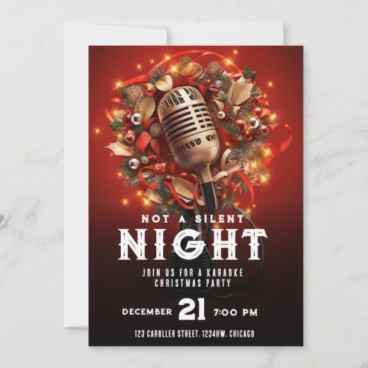 夜ではない静かカラオケクリスマスパーティーマイク 招待状 (正面)