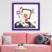 夜と昼寝のスケッチザキャットはタスマニアWを見た キャンバスプリント (インサイチュ (リビング))