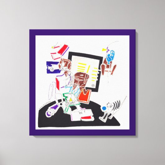 夜と昼寝のスケッチザキャットはタスマニアWを見た キャンバスプリント (正面)