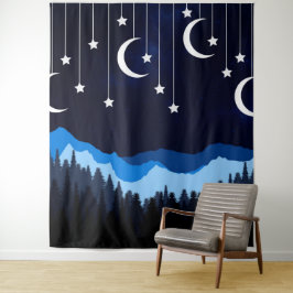 夜と月のポートレート タペストリー