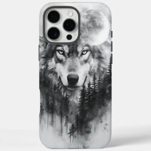 夜になるとオオカミが霧がかった森から現れる iPhone 16 PRO MAXケース