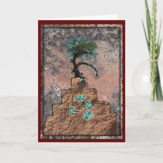 夜には山の頂上遊にトンボが サンキューカード (正面)