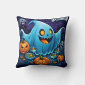 夜によくはしゃぐかぼちゃを持つハロウィーン幽霊 クッション (裏面)