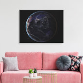 夜にアジアの都市の光を示す完全な地球。 キャンバスプリント (インサイチュ (リビング))