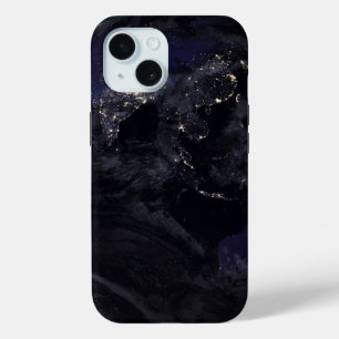 夜にアジアの都市の光を示す完全な地球。 iPhone 15ケース