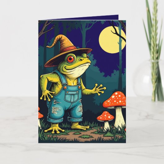 夜にキノコを探すおなじみのカエル魔女 シーズンカード (正面)