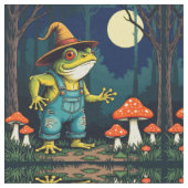 夜にキノコ狩りをするカエル使いの魔女 ファブリック (クローズアップ)