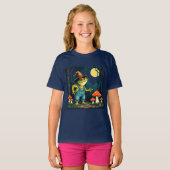 夜にキノコ狩りをするカエル使いの魔女 Tシャツ (正面フル)