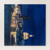 夜にライトアップされたバレッタ旧市街と港 ジグソーパズル (横)