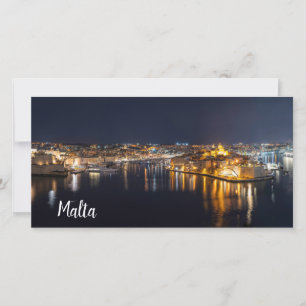 夜にライトアップされたマルタの港Canvas Print