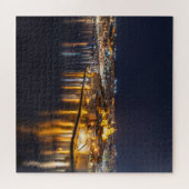 夜にライトアップされるマルタの港 ジグソーパズル (横)