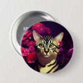 夜に咲く庭にエジプトのマウ猫 缶バッジ (正面&裏面)