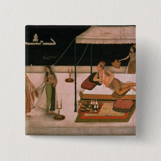 夜に女性を受け取っているMughalの王子 缶バッジ (正面)