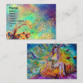 夜に妖精/魔法蝶の植物ティール（緑がかった色） 名刺 (正面/裏面)
