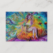 夜に妖精/魔法蝶の植物ティール（緑がかった色） 名刺 (裏面)