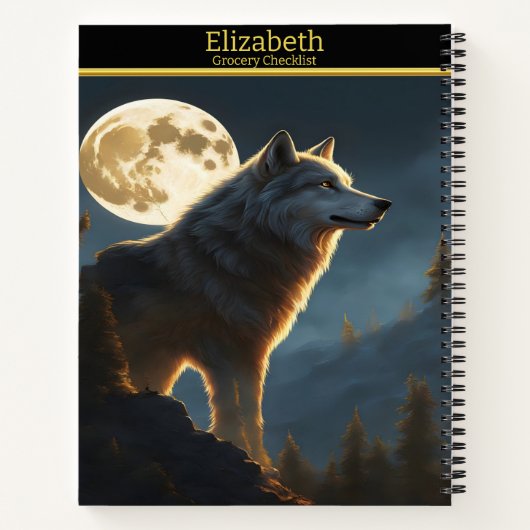 夜に威厳のある狼が満月の下で吠えていた ノートブック (裏面)