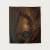 夜に月を眺める二人の男性の友人 タペストリー (正面)