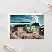 夜に橋を渡る列車の荒廃した芸術 カード (正面/裏面インサイチュ)