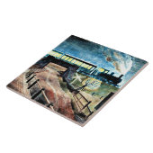 夜に橋を渡る列車の荒廃 タイル (側面)