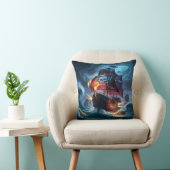 夜に荒海を航行する海賊船 クッション (椅子)